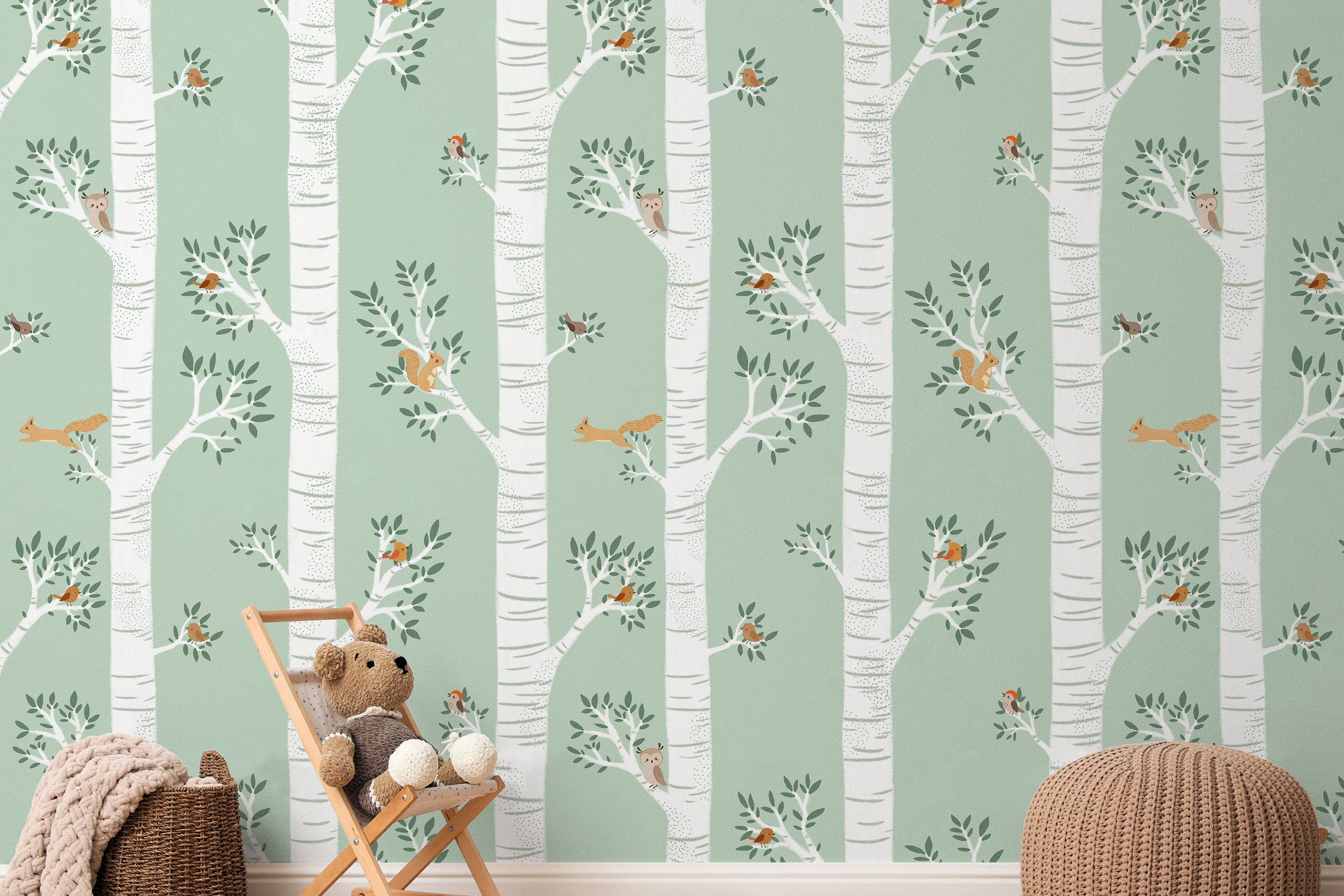 Koku Galotnēs - Zaļš - tapešu dizains interjerā