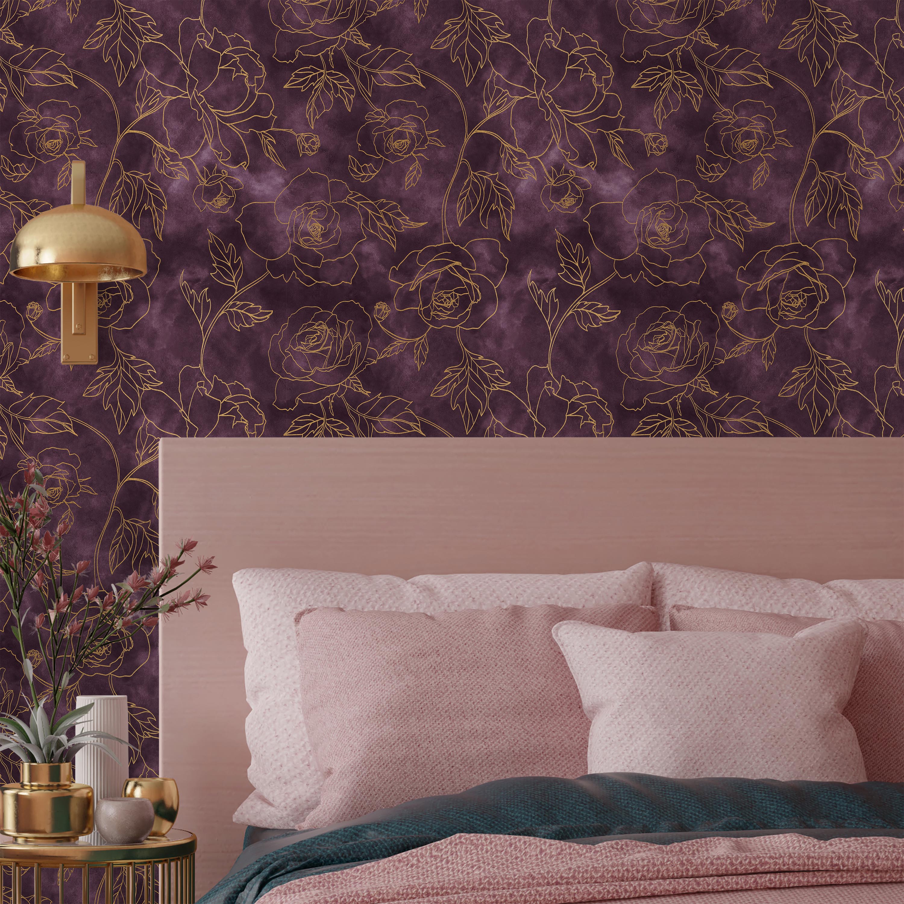 Burgundijas Rozes - tapešu dizains interjerā