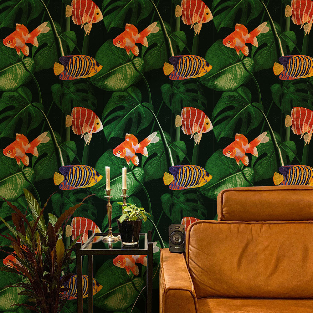 Tropiskās Zivis - tapešu dizains interjerā