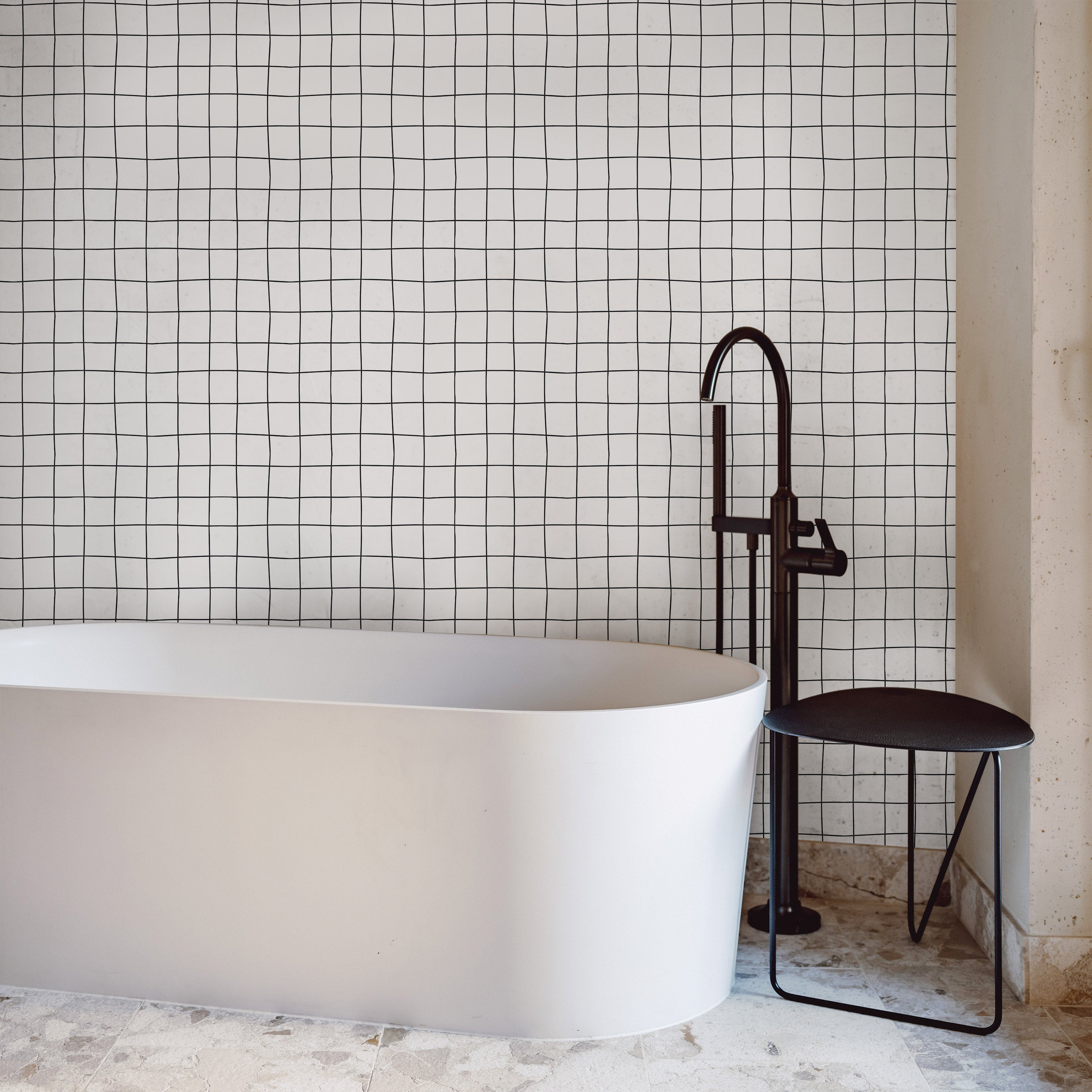 Zīmētais Režģis - tapešu dizains interjerā